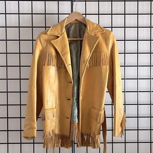 70s Tan Fringe Leather Jacket